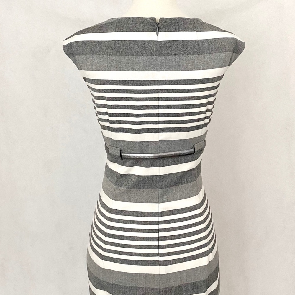 Calvin Klein Gray Striped Belted Sheath Dress - Picture 8 of 11